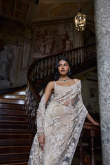 Nude Thread Work Saree