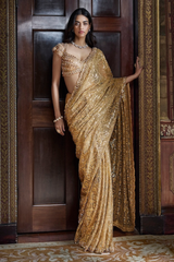 Antique Gold Crystal Saree