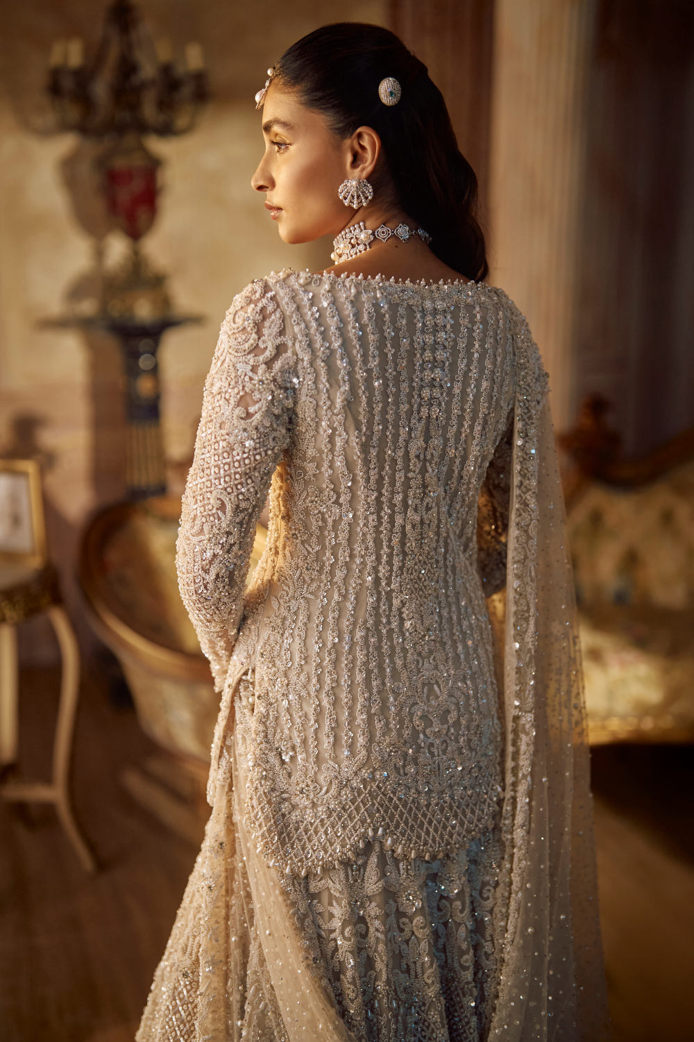 Vinatge Ivory Pearl Lehenga Set