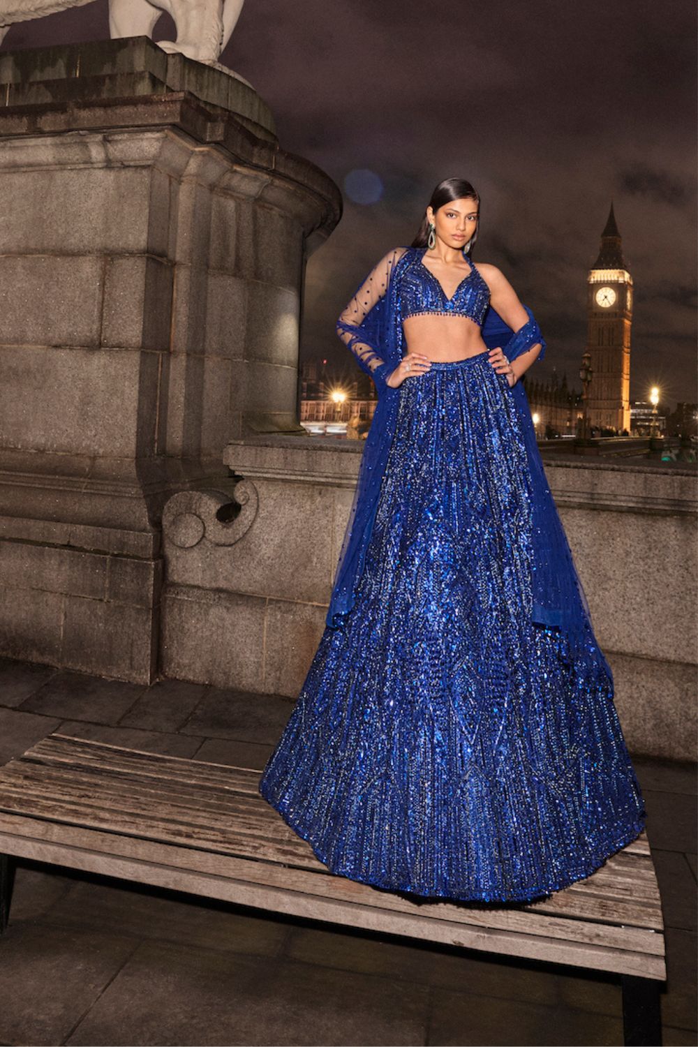 Sea Blue Lehenga Set main image 0