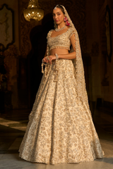 Ivory Gold Floral Zardosi Lehenga Set