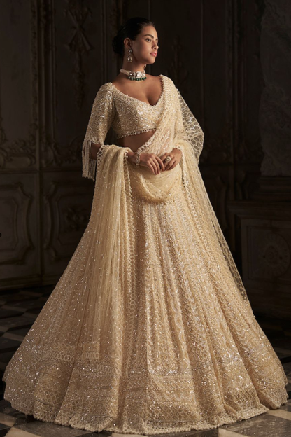 Cream Pearl Lehenga Set