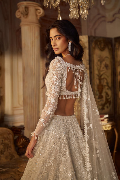Ivory Floral Lehenga Set