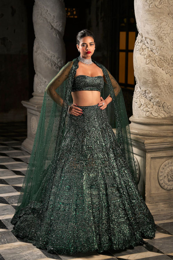Baby Blue Georgette Lehenga Choli With Multi Coloured Floral Embroidery