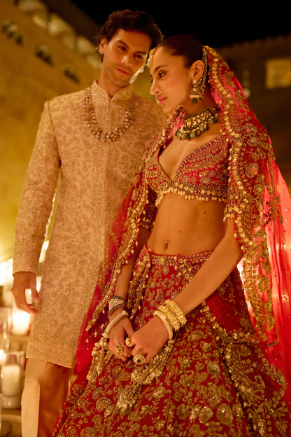 Red Zardosi Lehenga Set