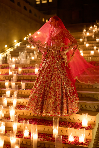 Red Zardosi Lehenga Set