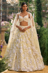 Lime Yellow Floral Lehenga Set