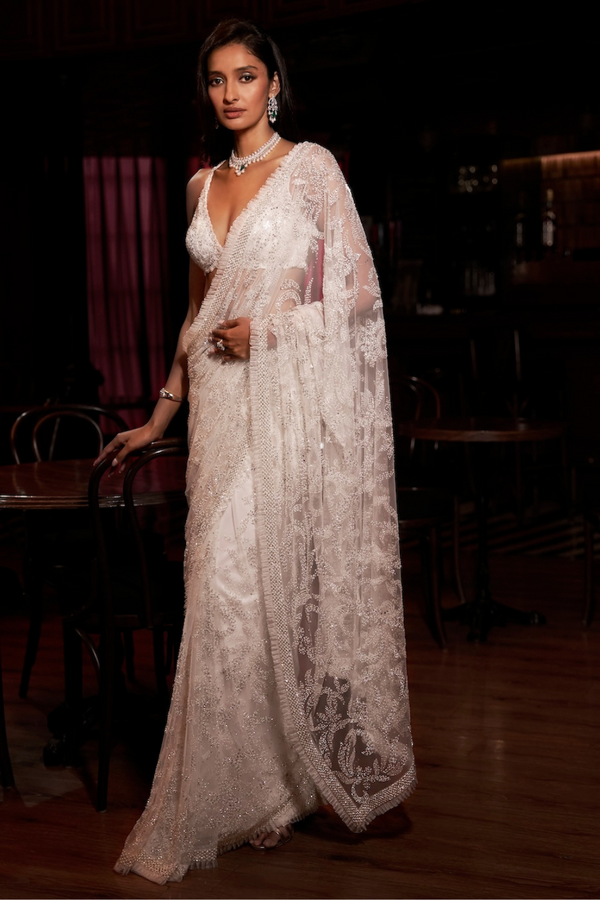 Ivory Pearl Saree