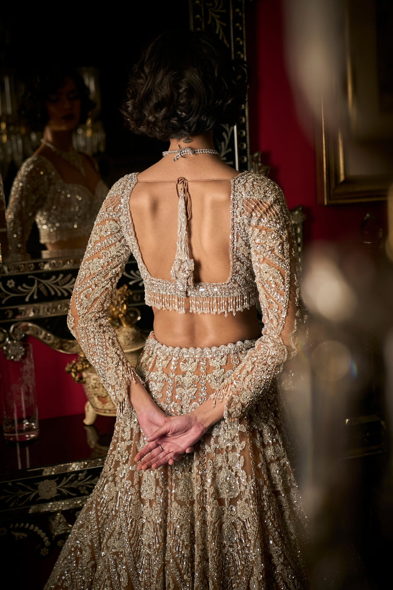 Rose Gold Sequin Lehenga – Kajal's Couture