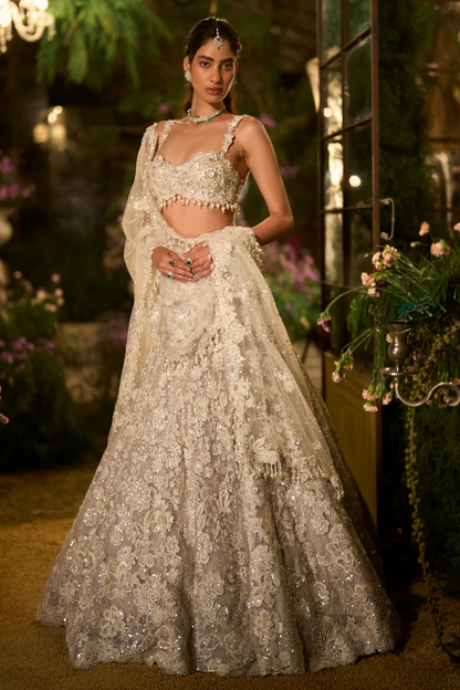 Ice Grey Pearl Lehenga Set
