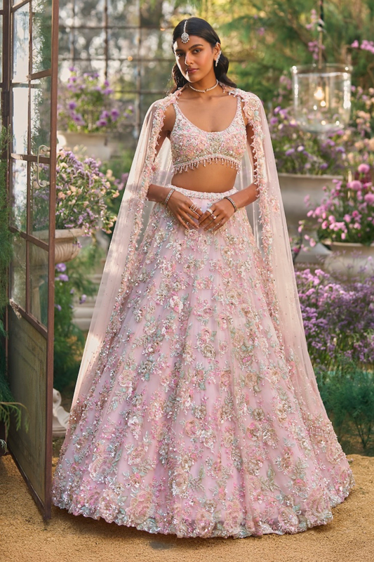 Light Pink Sequin Lehenga Set