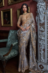 Gun Metal Sequin Saree