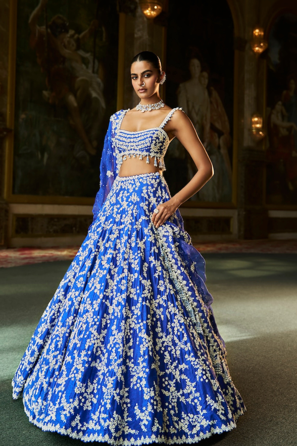 Blue Thread Work Lehenga Set