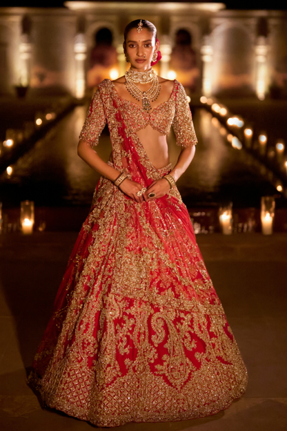 Red Zardosi Lehenga Set