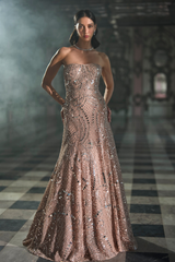 Rose Gold Mirror Work Gown