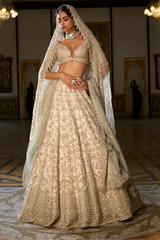 Ivory Sage Zardosi Lehenga Set