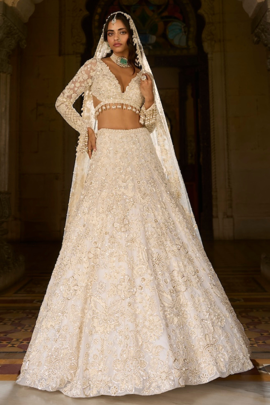 Ivory Gold Sequin Lehenga Set