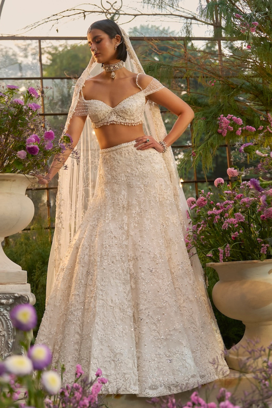 Ivory Floral Lehenga Set