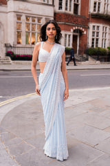 Powder Blue Ombré Sequin Saree