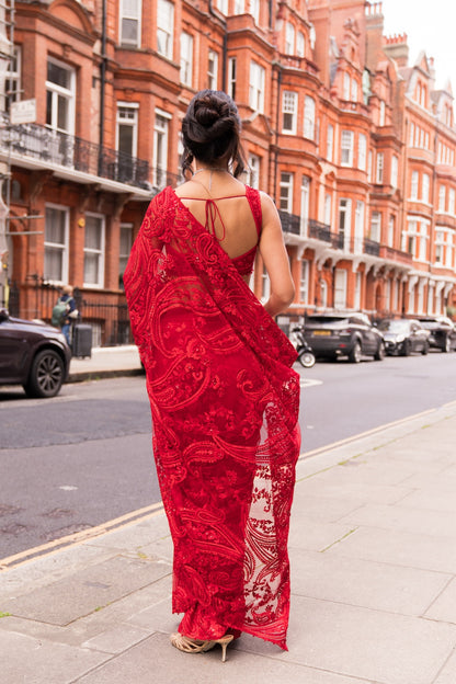 Red Dori Saree