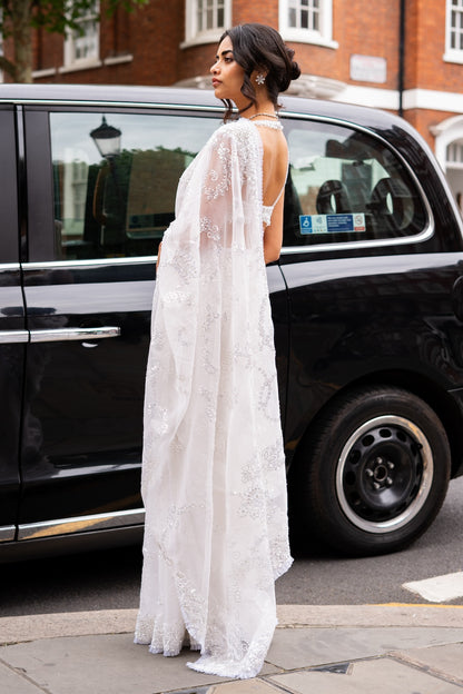 Ivory Sequin Saree