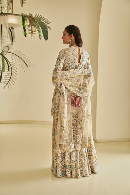Nude Floral Sharara Set