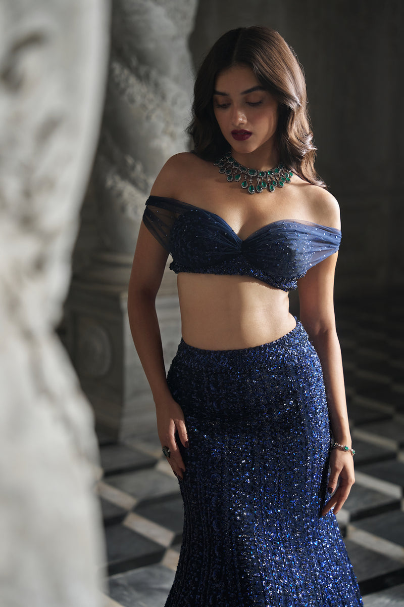 Navy Sequin Skirt Set – Seema Gujral1