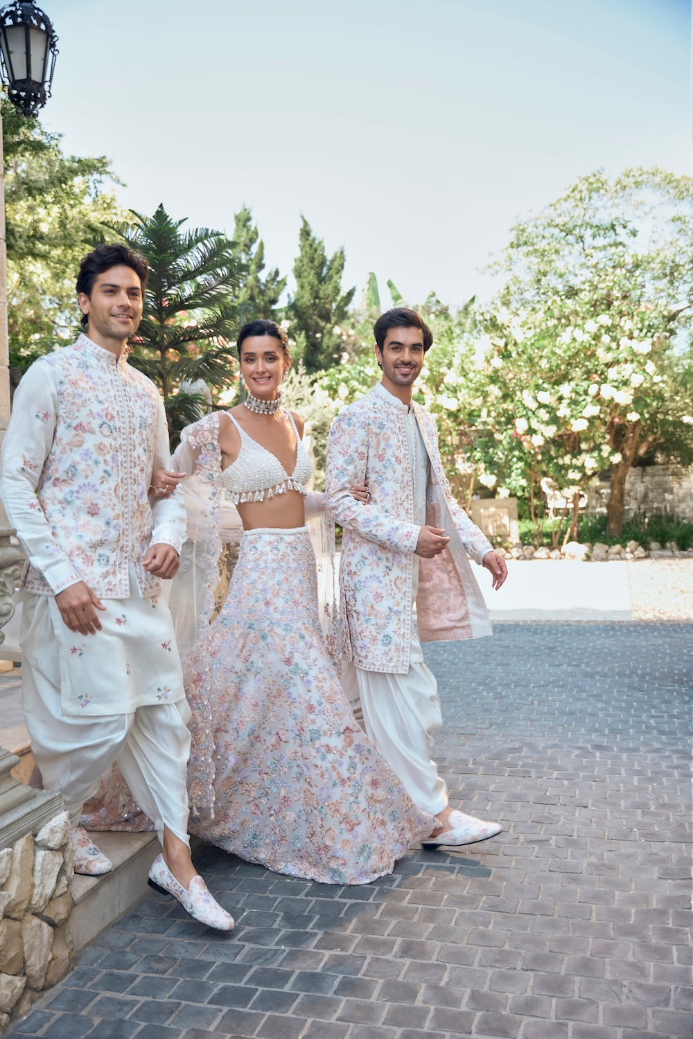 Multi-Coloured Open Sherwani Set