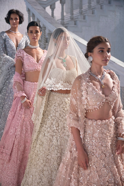 Powder Peach Cut Work Lehenga Set