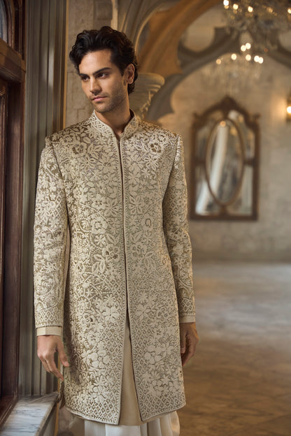 Antique Gold Sherwani Set