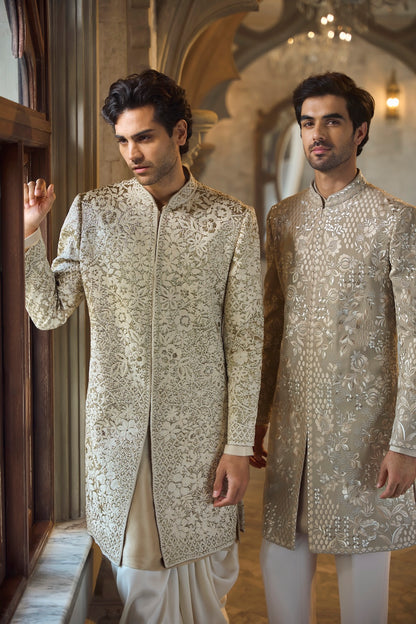 Greige Sherwani Set