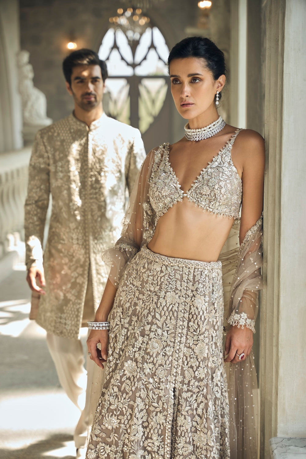 Ash Grey & Silver Skirt Set
