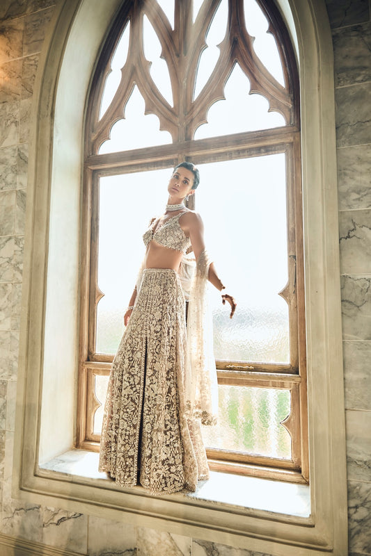Ash Grey & Silver Skirt Set