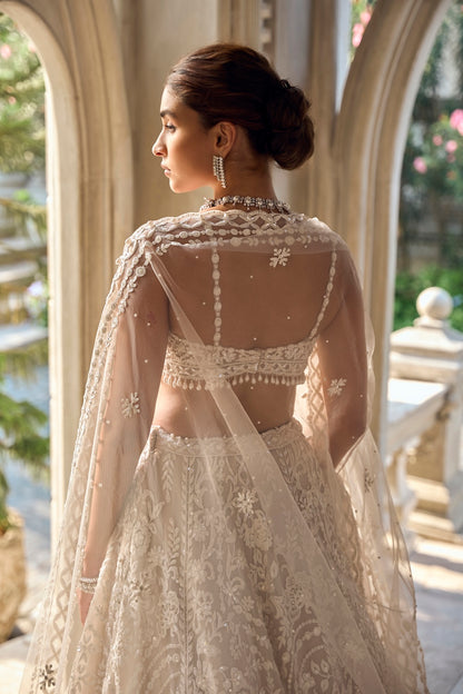 Nude Cream Abstract Dori Lehenga Set