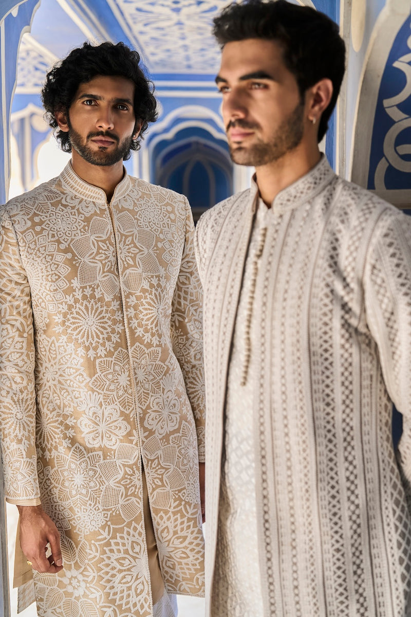 Nude Cream Sherwani Set