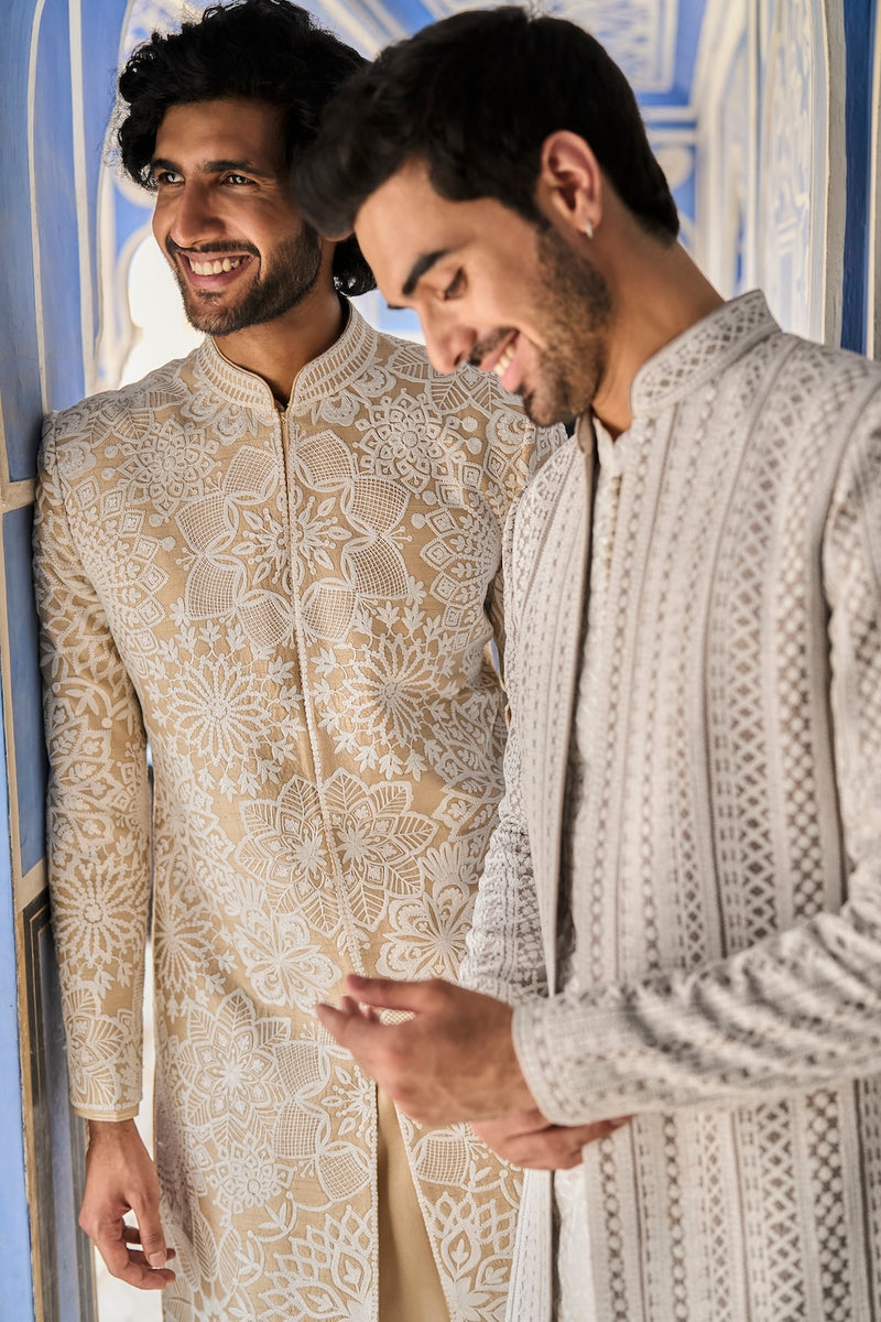 Nude Cream Sherwani Set