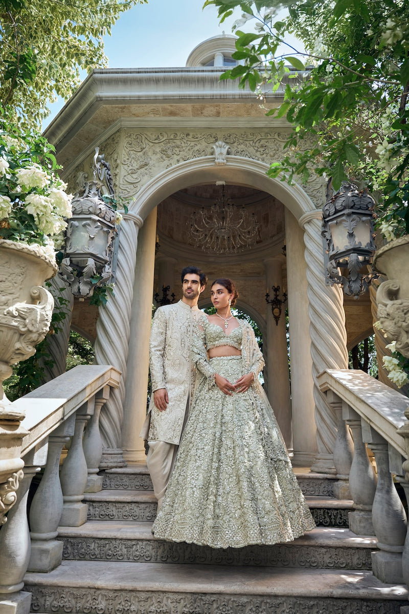 Sage Green Three-Dimensional Lehenga Set XS Sage Green Three-Dimensional Lehenga Set XS