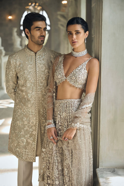 Greige Sherwani Set