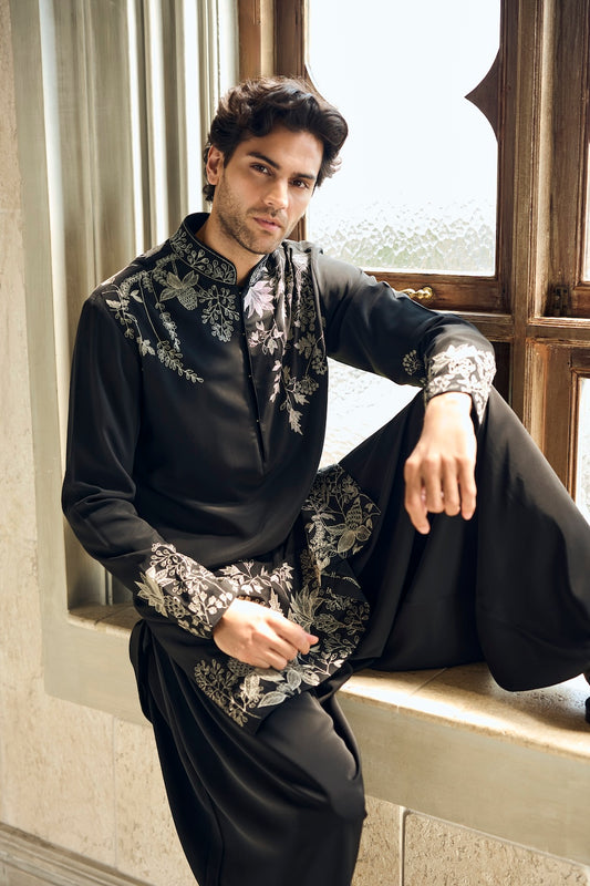 Black & Silver Kurta Set