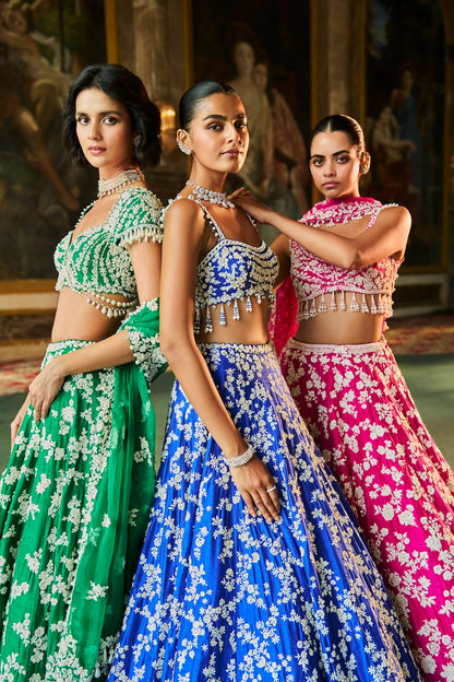 Fuchsia Pink Thread Work Lehenga Set