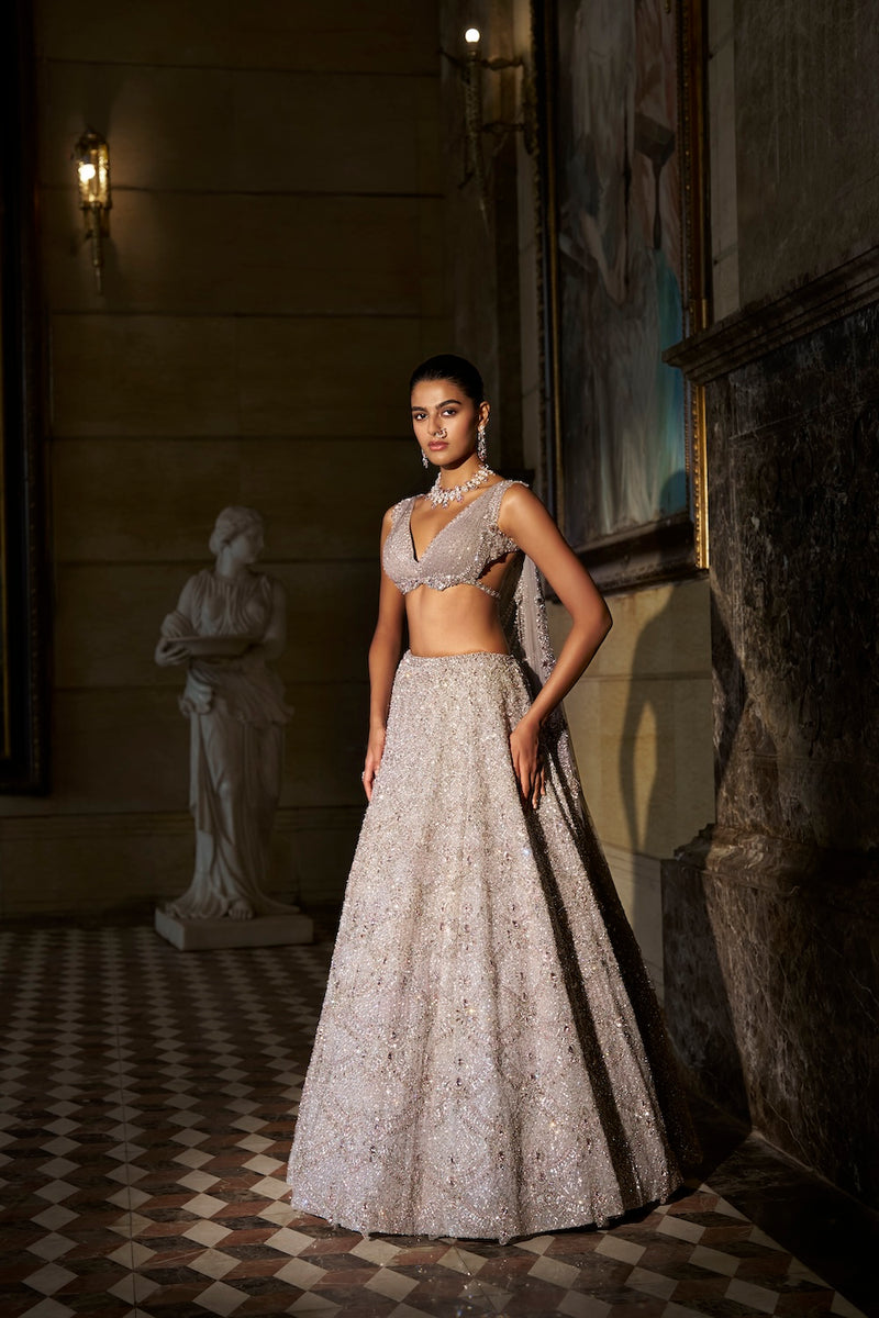 Pink Crystal Lehenga Set