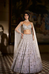 Blue Crystal Lehenga Set