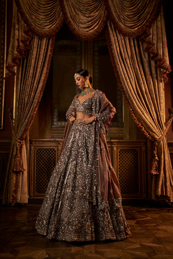 Bronze Tissue Lehenga Set