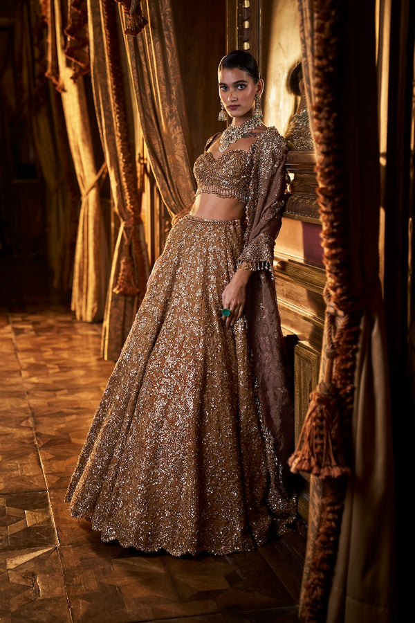 Mustard Tissue Lehenga Set