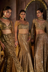 Gold Slit Skirt Set