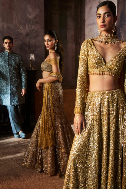 Charcoal Metallic Sherwani Set