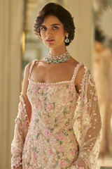 Nude Multi-Coloured Three-Dimensional Sharara Set