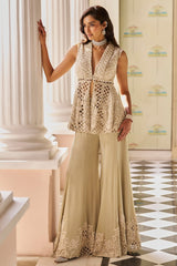 Mint Green Cut Work Sharara Set