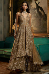 Antique Gold High-Low Sharara Set