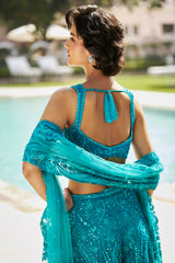 Turquoise Paisley Sharara Set